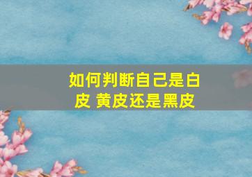 如何判断自己是白皮 黄皮还是黑皮